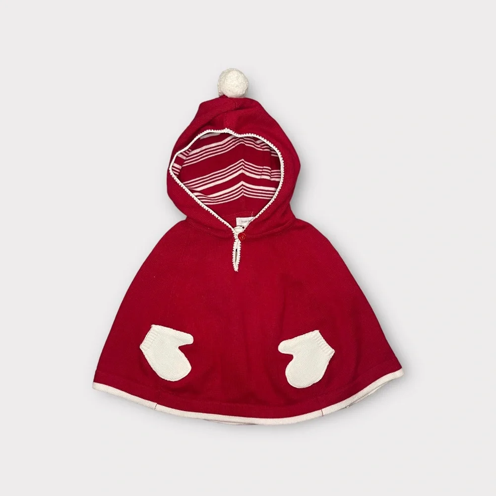 Angel Dear Hooded Pom Pom Red Holiday Cape